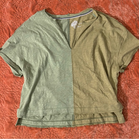 Anthropologie Pilcro Gianna Contrast Two Tone Green Top - Picture 2 of 5